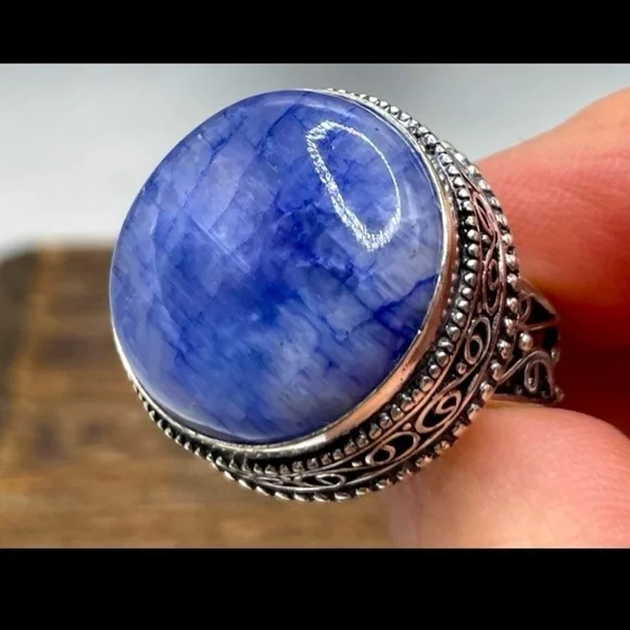 Blue Solar Quartz Ring 925 - Picture 3 of 8